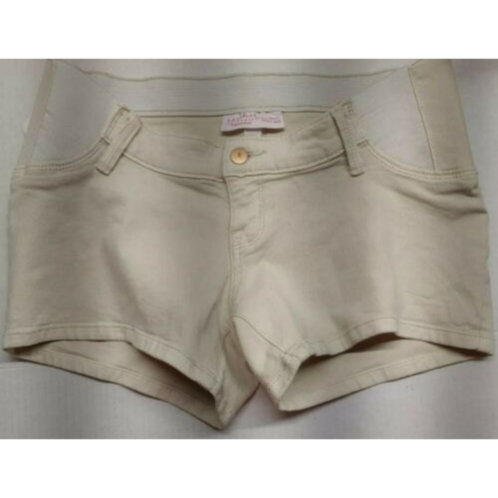 INGRID & ISABEL MATERNITY Size 2 Women's Jean Shorts Side Panel MIDI Beige